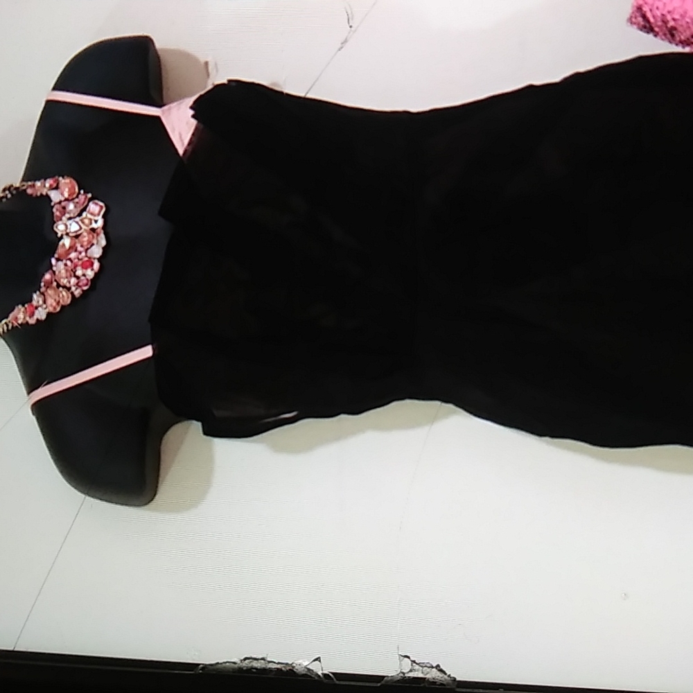 Mark Jacobs Fit and Flare Black and Pink Strip Dress